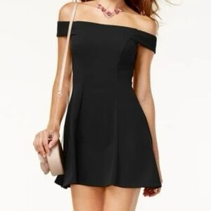 Black off-the-shoulder skater dress